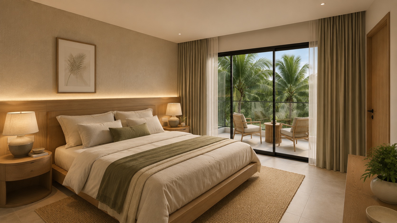 Dormitorio principal con vista tropical
