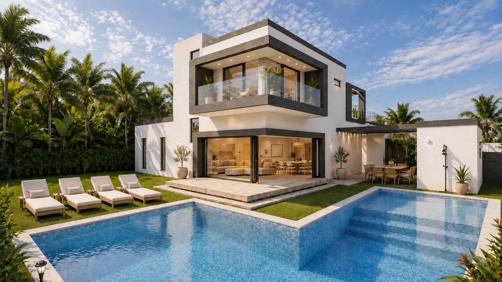Villa A piscina día