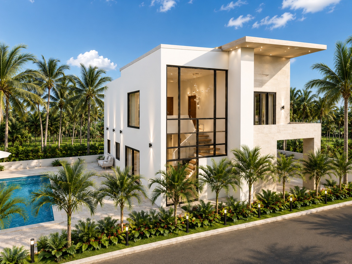 Villa C piscina día